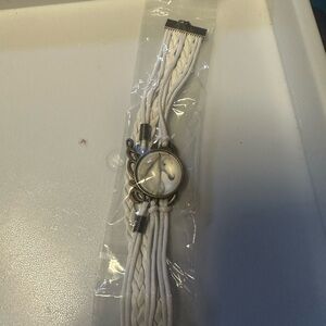 White Braided Watch with White Horse